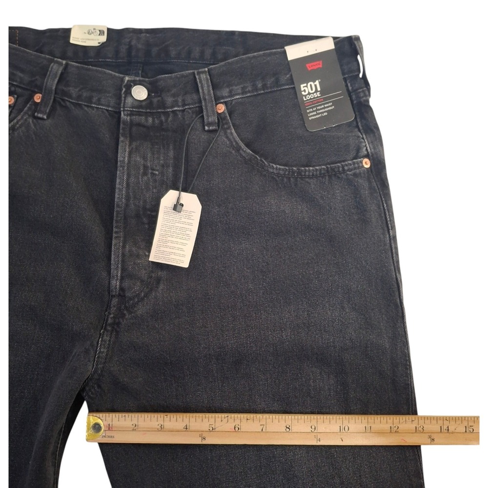 Levi's Premium 501 Loose Jeans Men's 38x32 Black Wash Straight Leg NWT - Picture 15 of 15